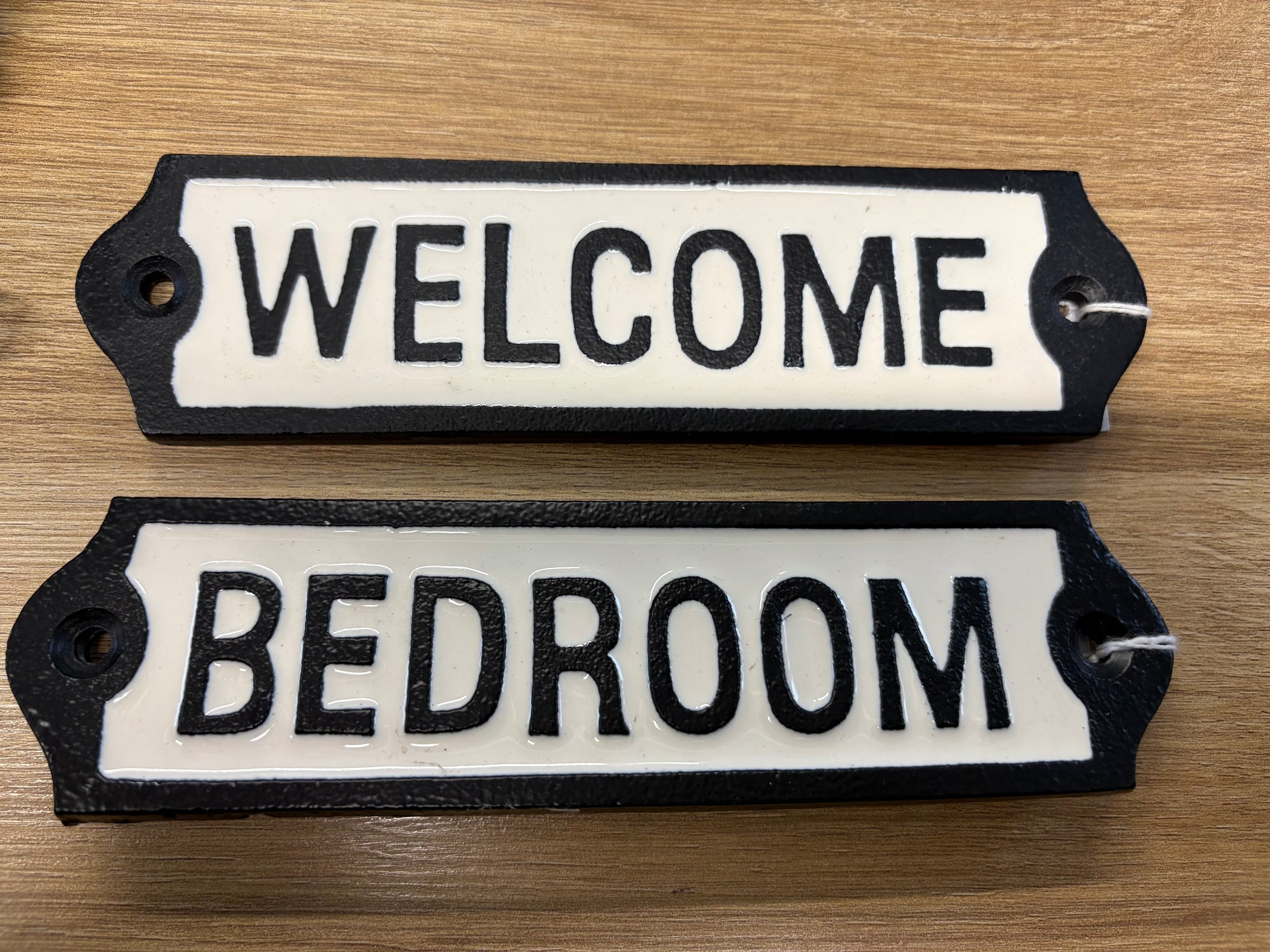 Black & White Assorted Metal Room Signs