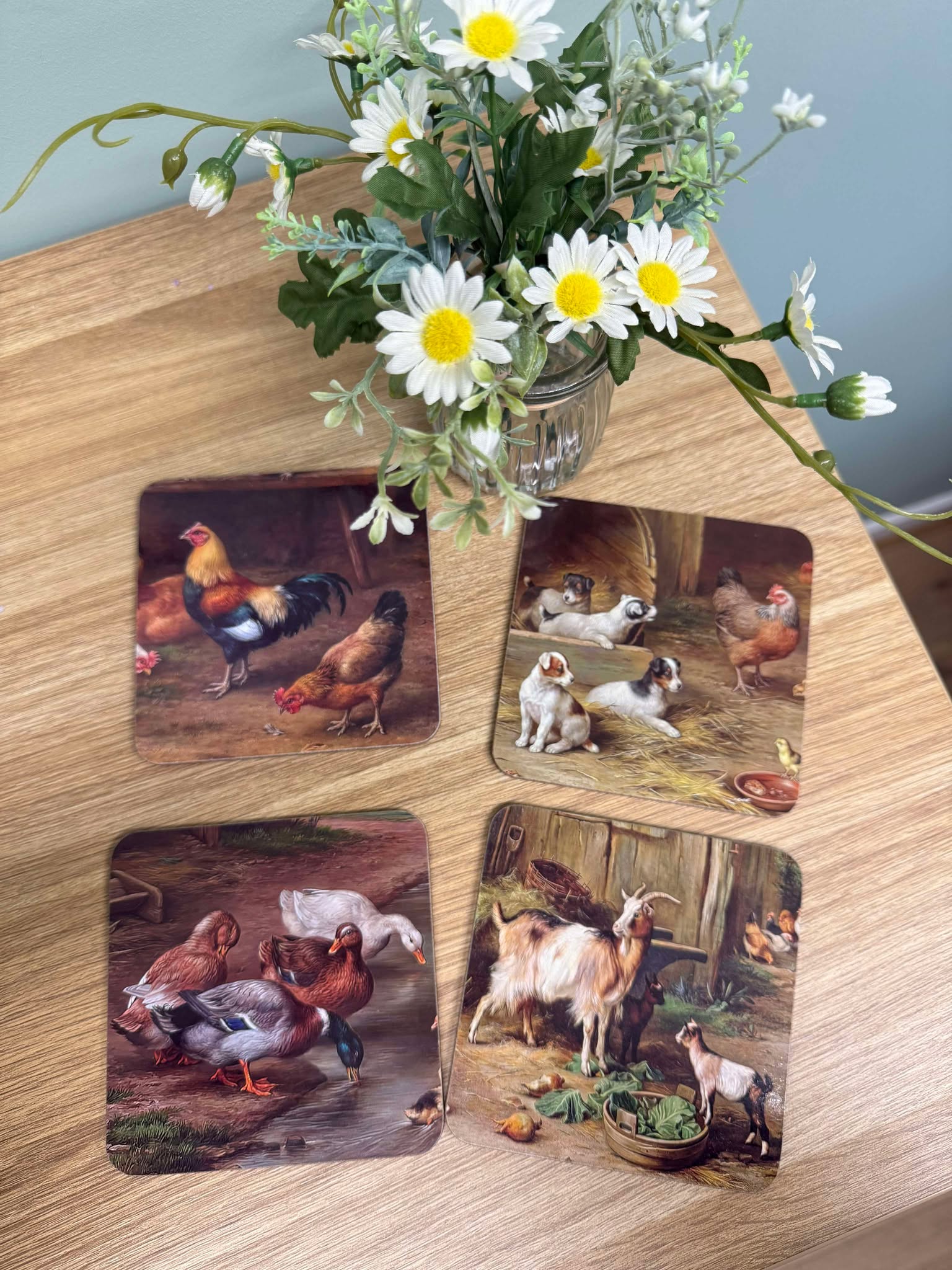 Farm Animal Scene Coaster Set