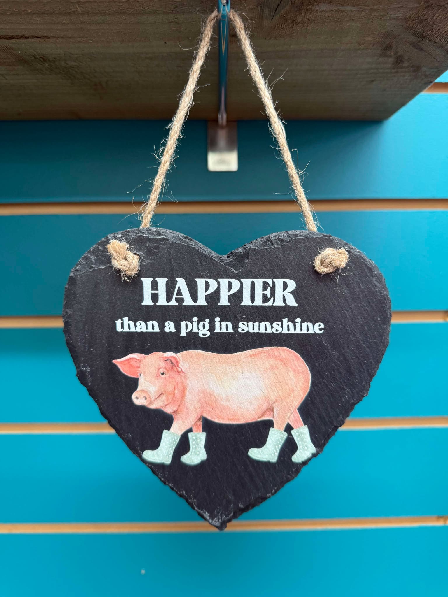 "Happier than a pig in sunshine" Slate Hanger