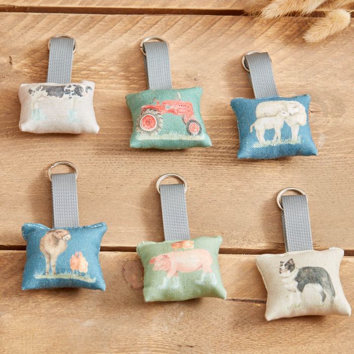 Farmyard Watercolour Fabric Keyring