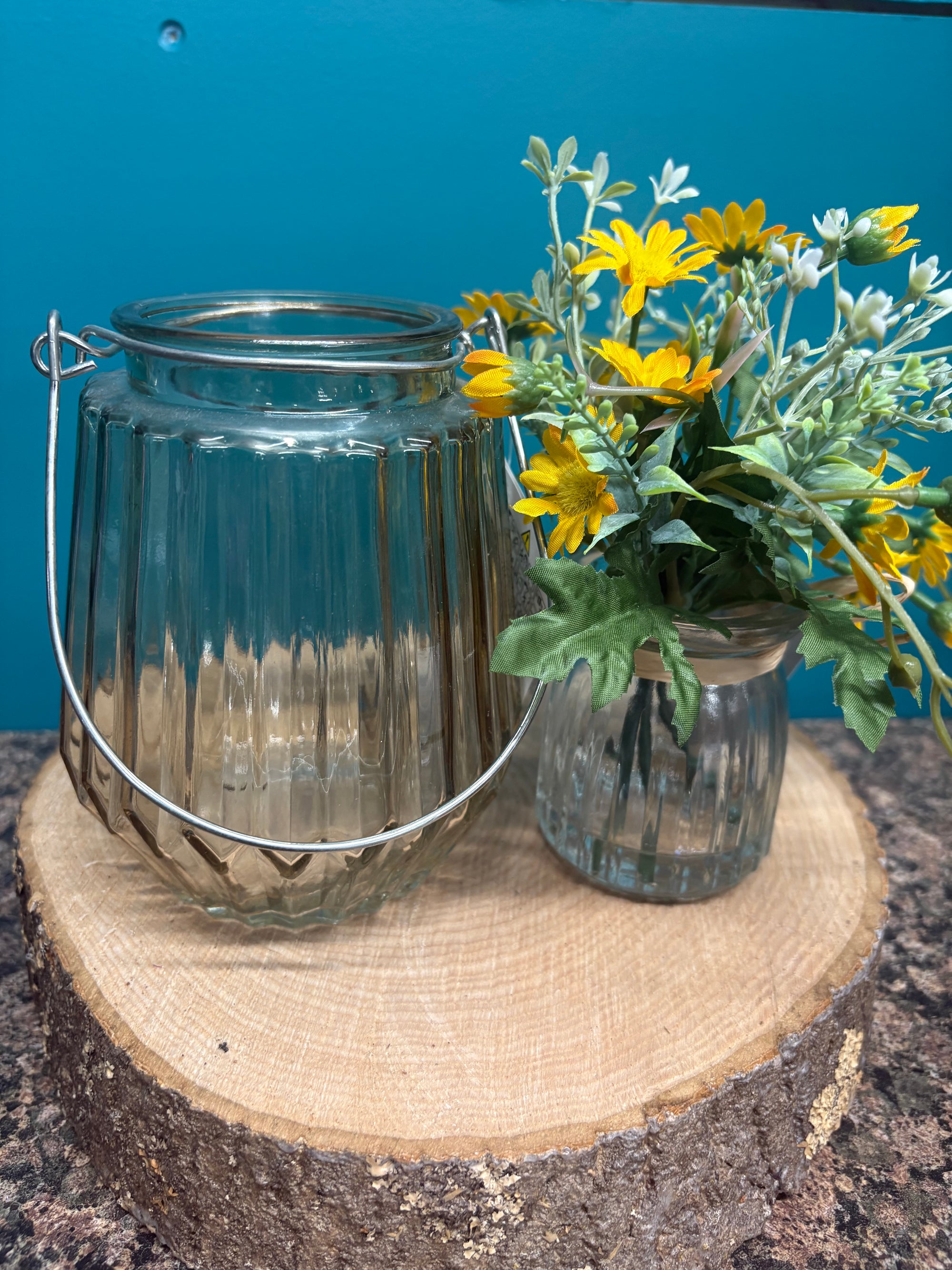 Glass Textured Tea Light Holder