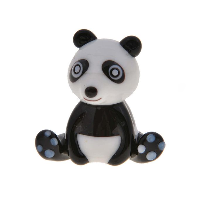 Glass Panda Ornament with Spotty Feet