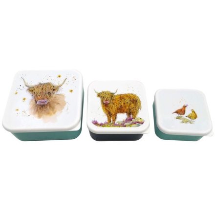 Highland Coo Stacking Lunch Boxes (Set of 3)