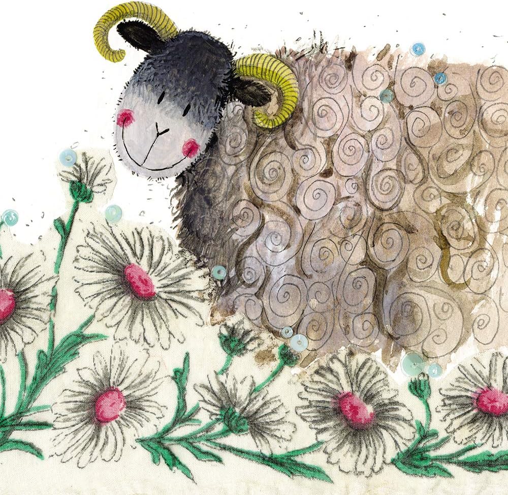 Alex Clark Sheep Canvas with Flowers