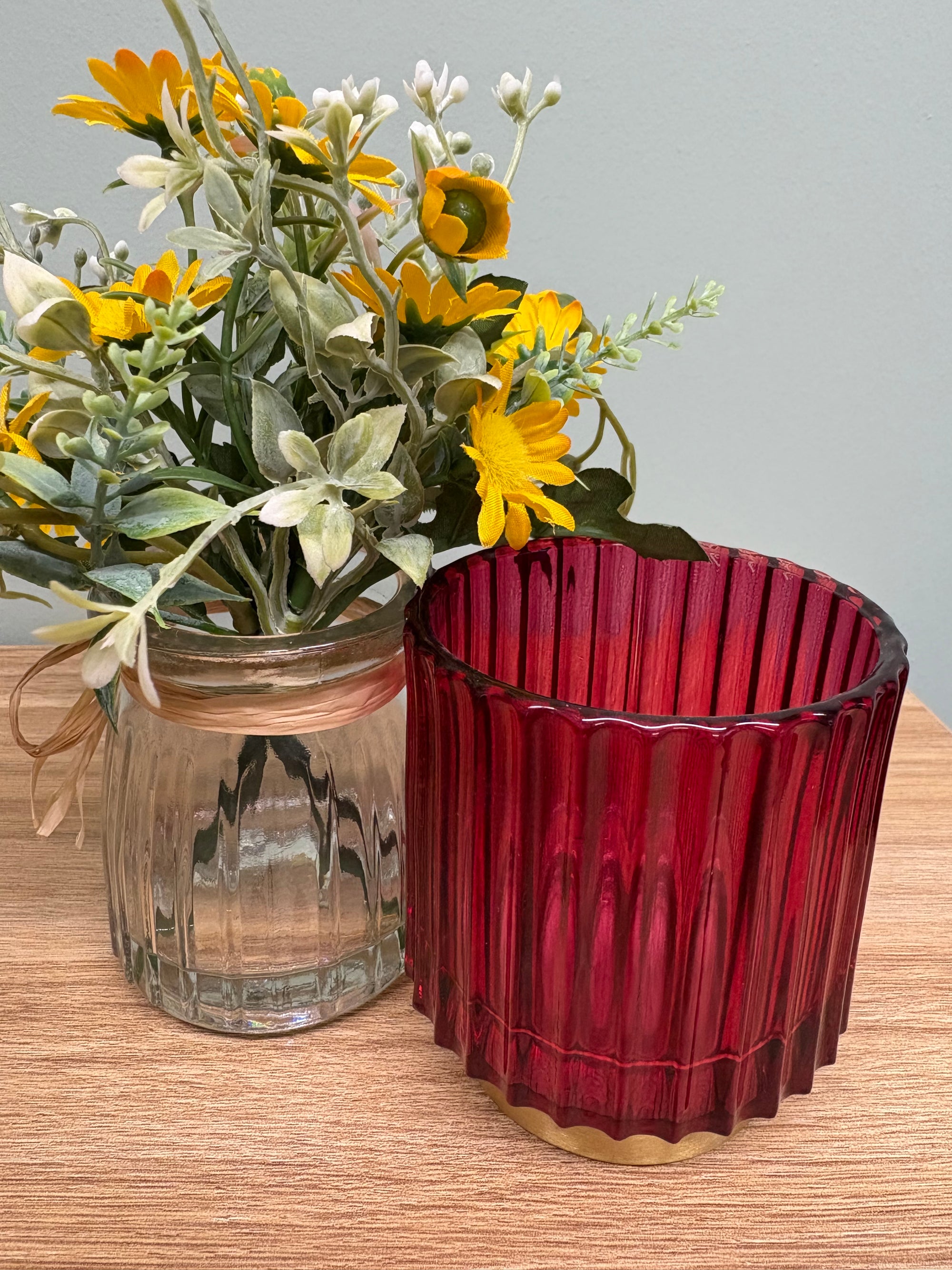 Textured Tealight Holders with Gold Base