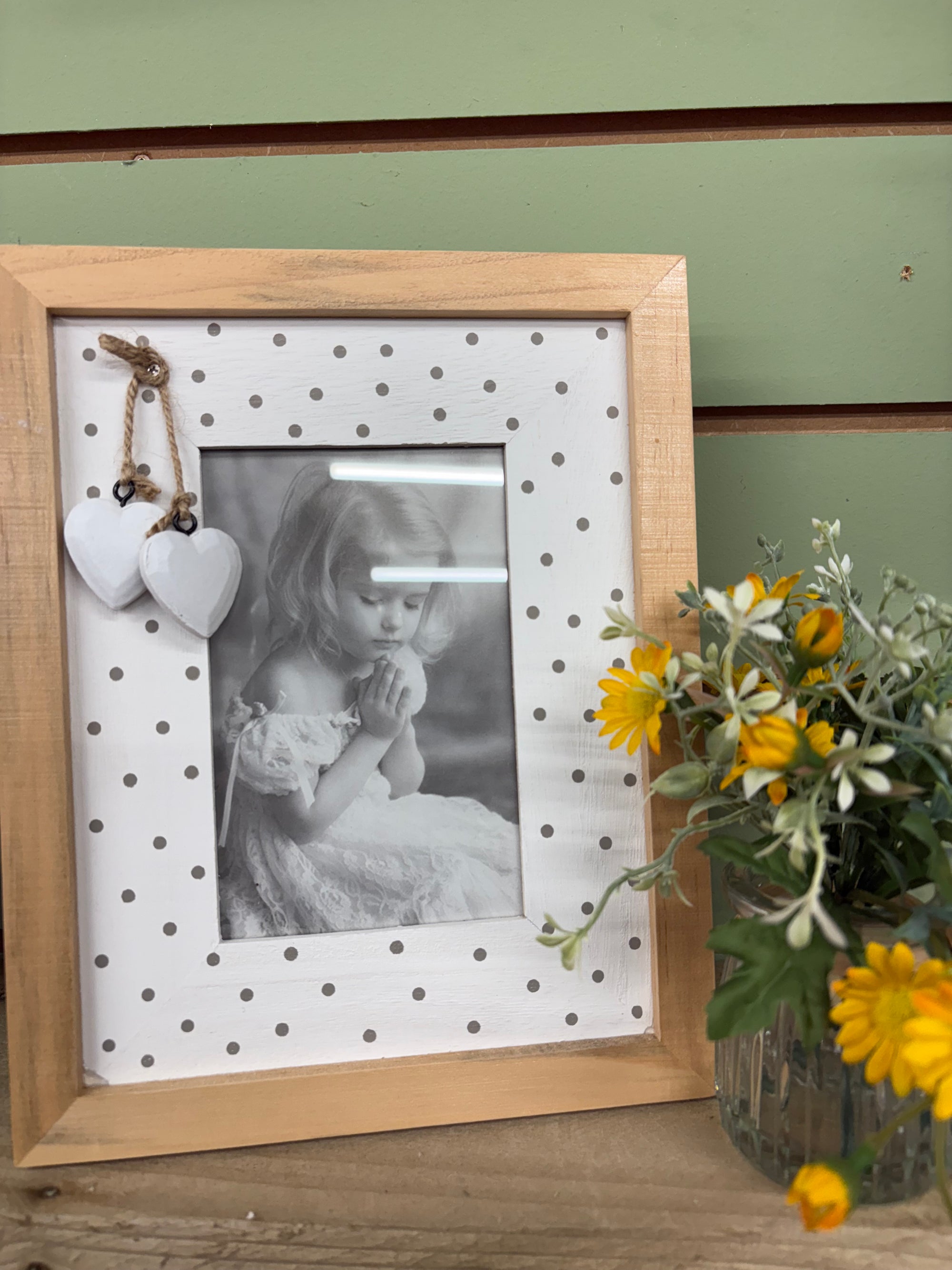 Polka Dot Picture Frame with Hearts