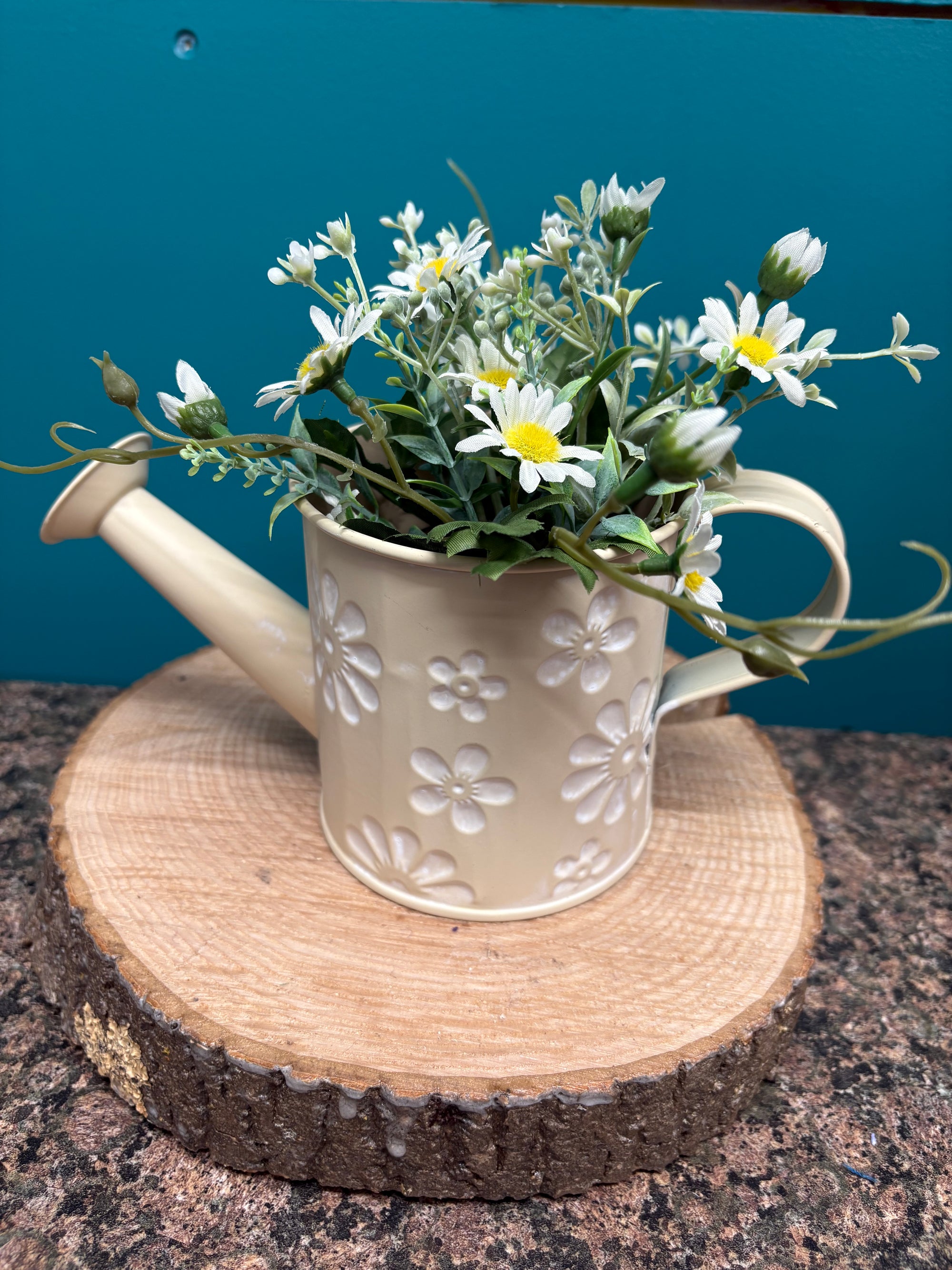 Cream Flower Watering Can/Planter