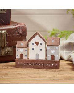 'Home is where the heart is' Wooden House Block