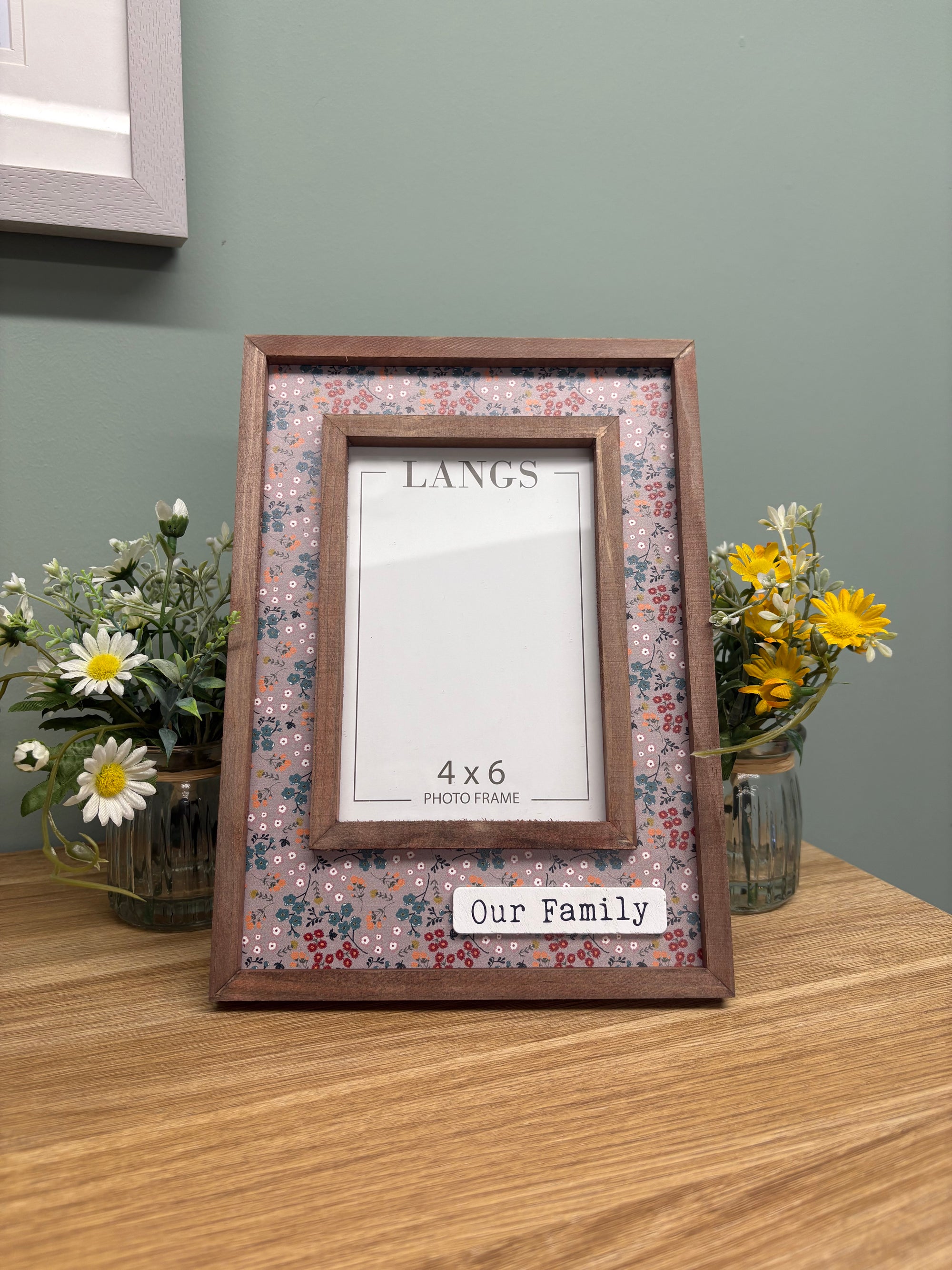 "Our Family" Wooden Floral Picture Frame