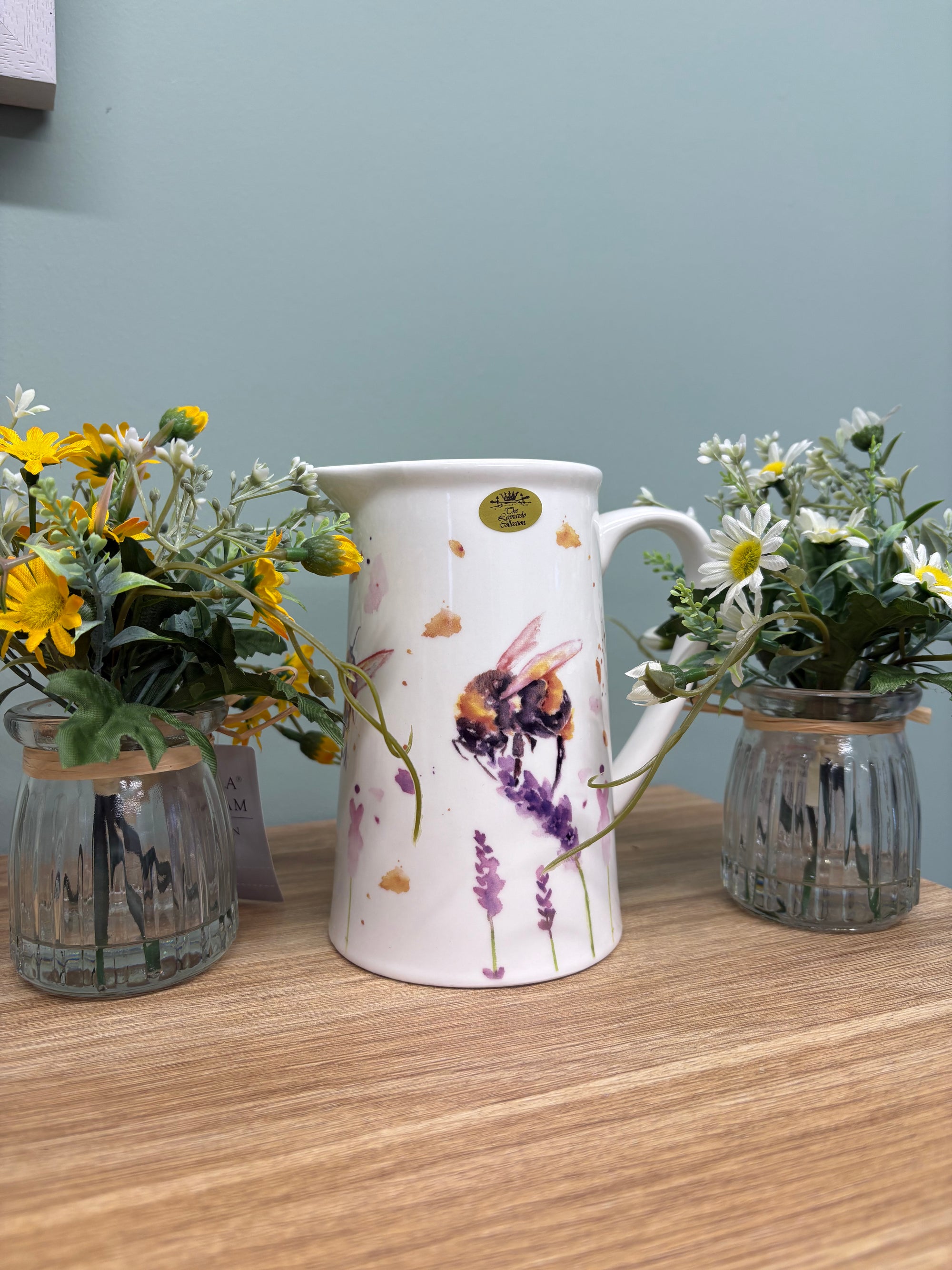 Watercolour Style Lavender & Bee Jug