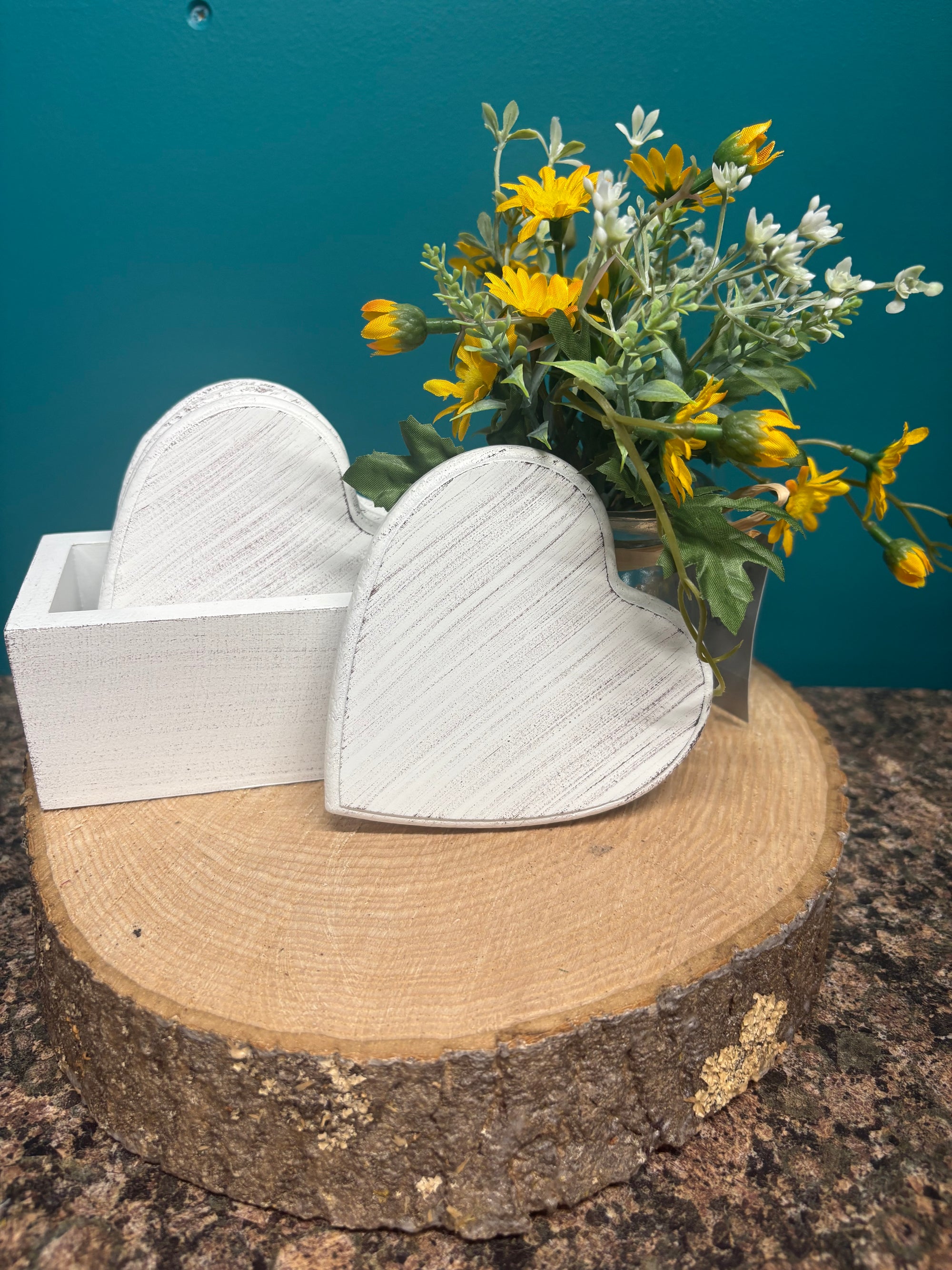 White Wooden Heart Coasters