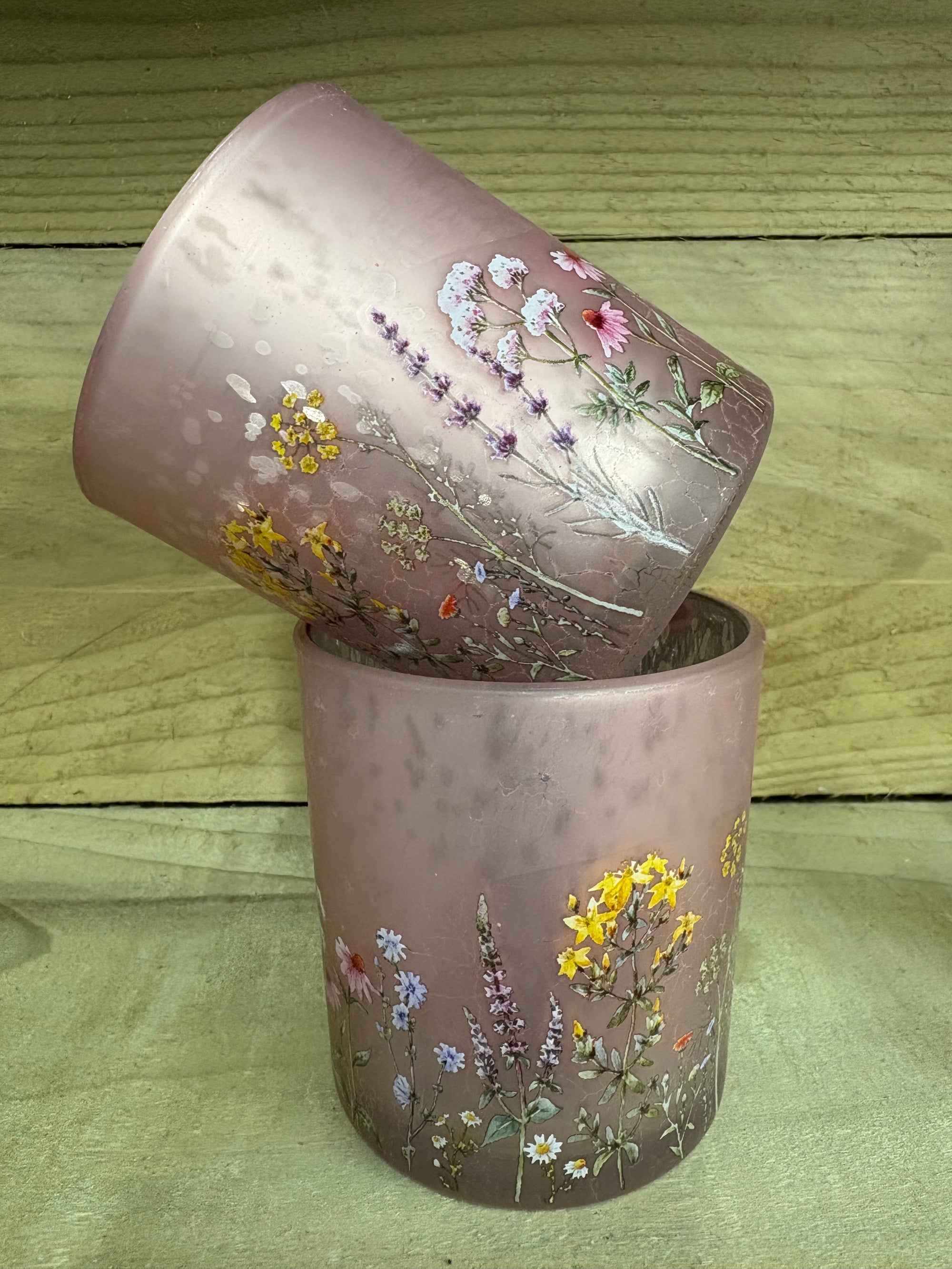 Pink Floral Tealight Holder