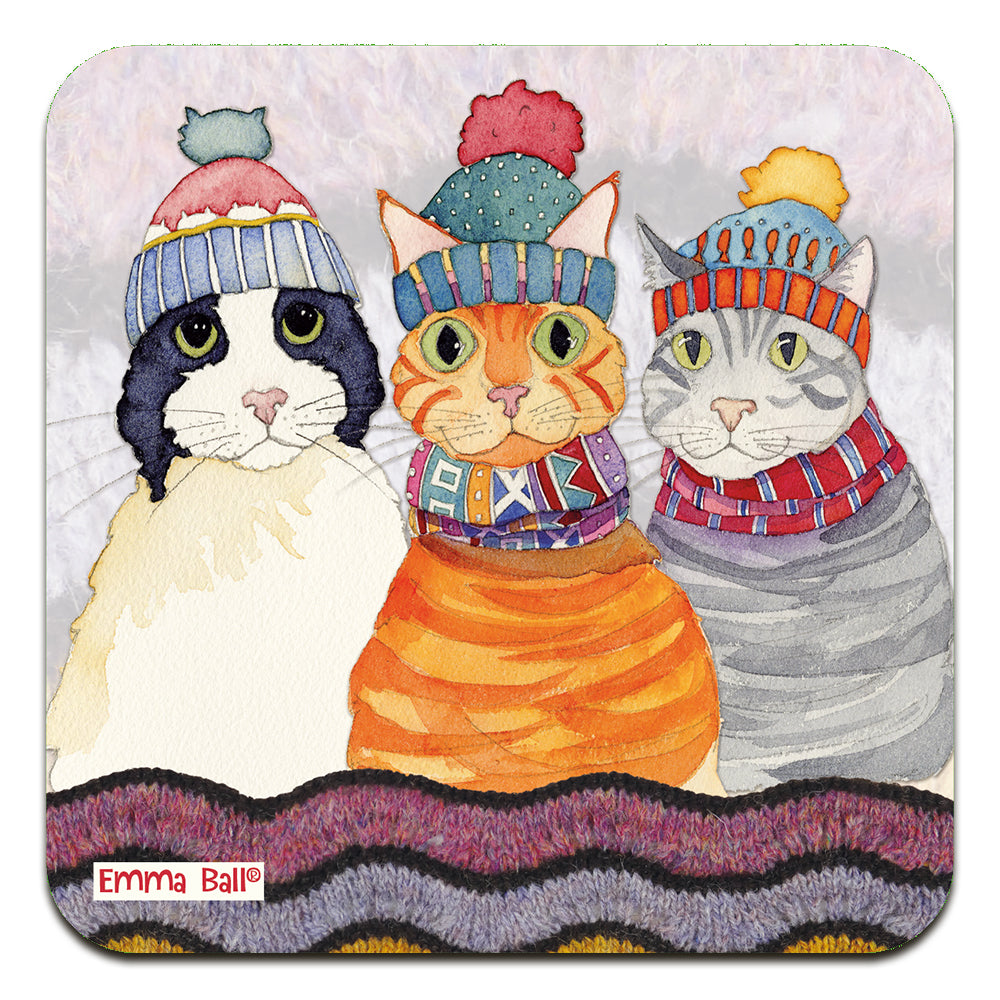 Three Cats in Hats Coaster