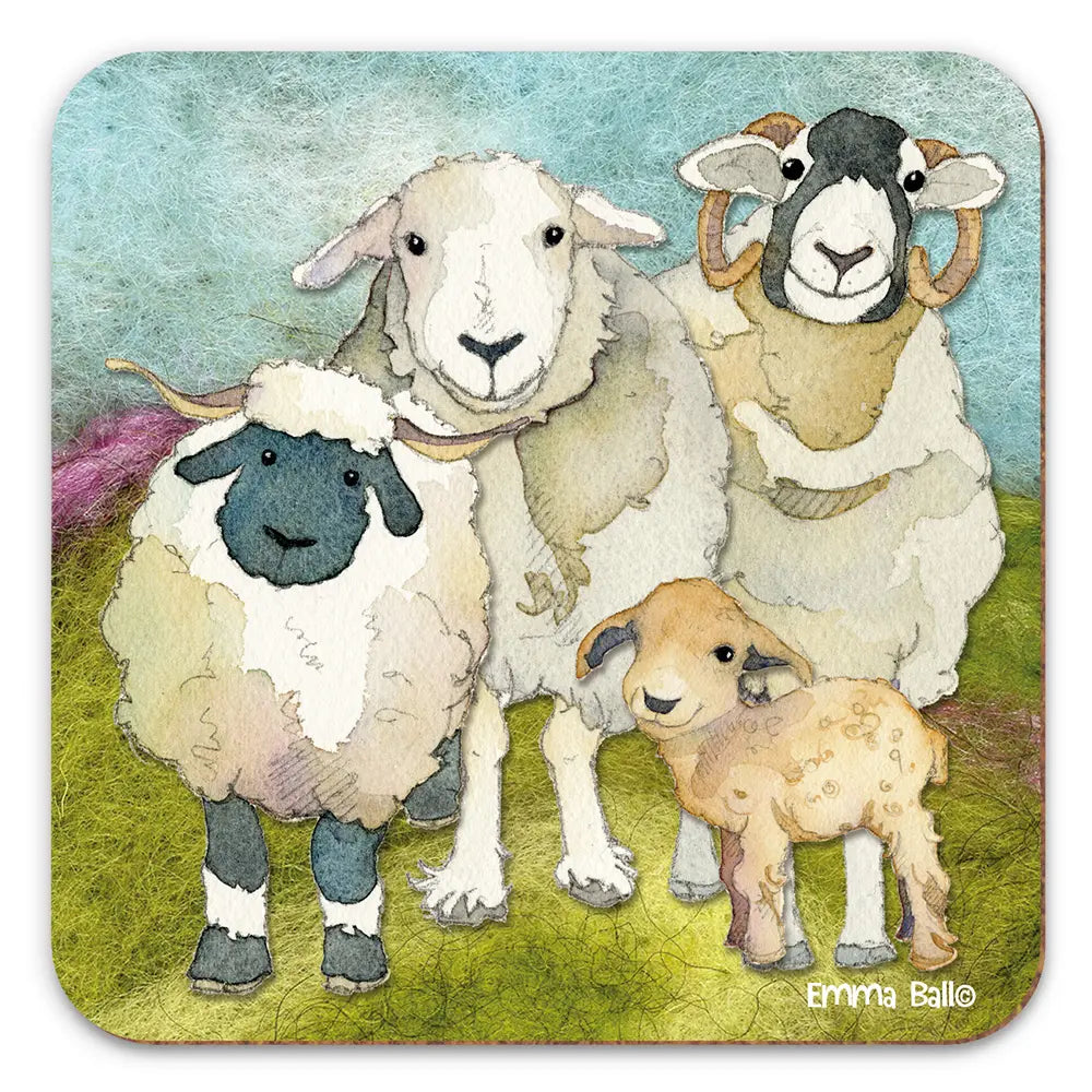 Felted Sheep Family Coaster