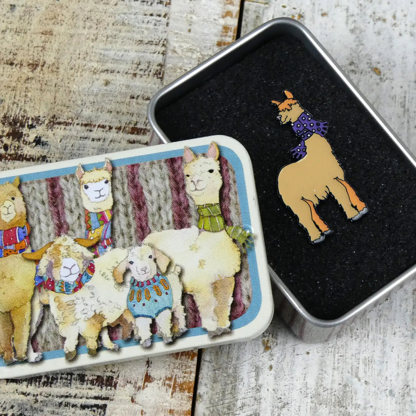 Purple Alpaca "Pin in a Tin"