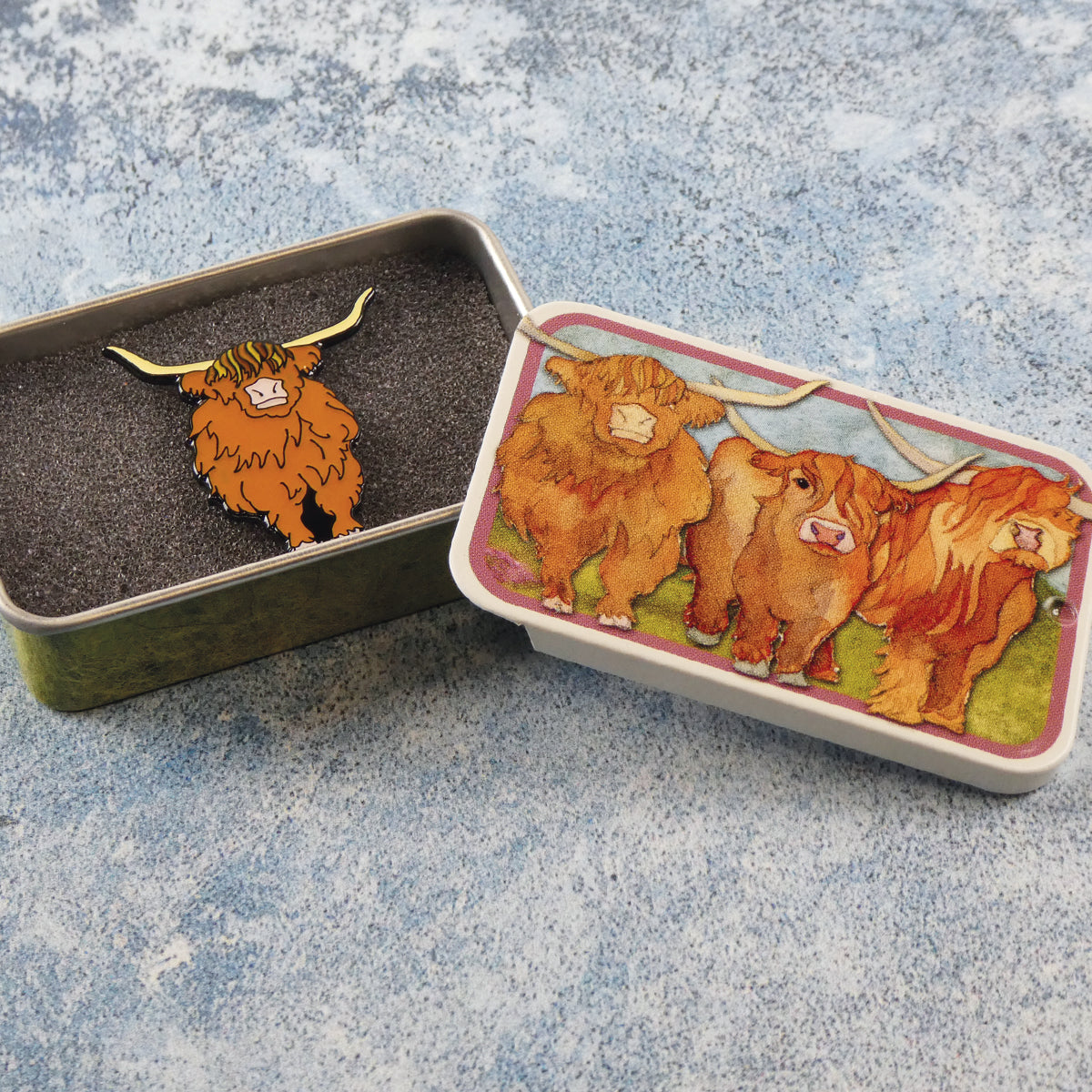 Highland Cow "Pin in a Tin"