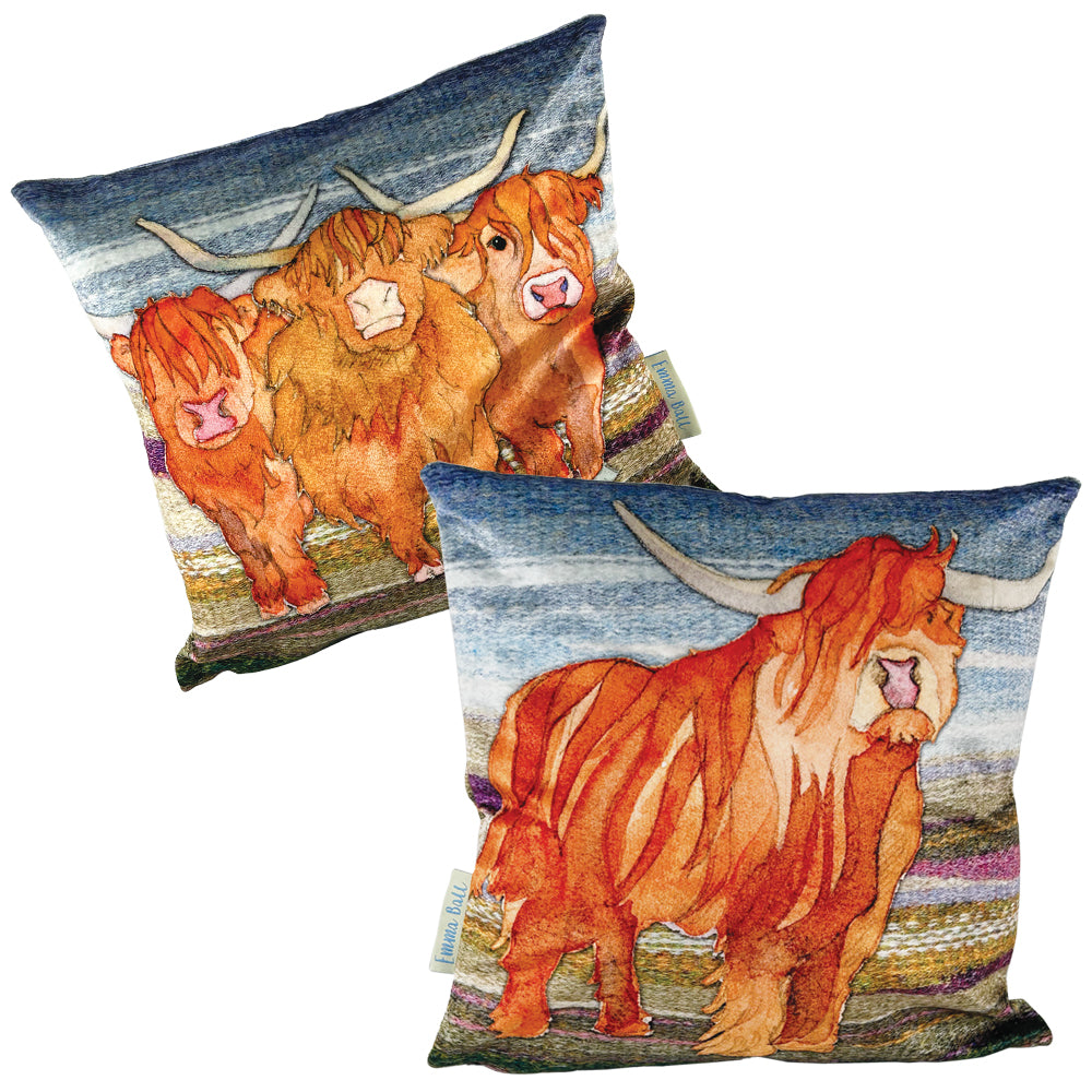 Highland Cow Velvet Cushion