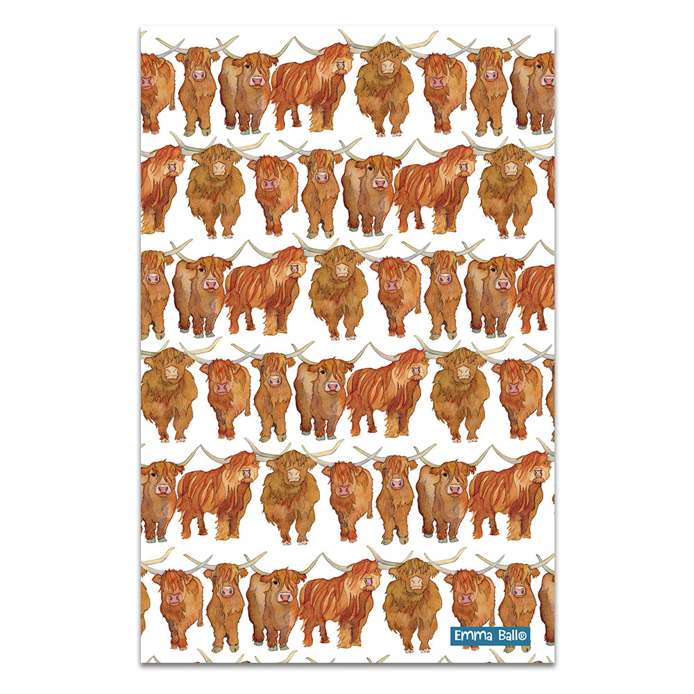 Highland Coo Repeat Tea Towel