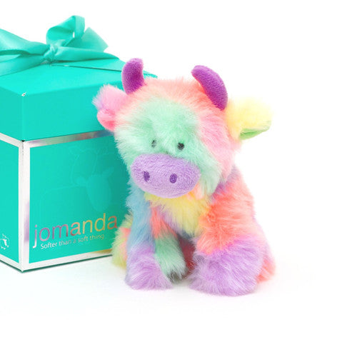 Jomanda Mini Rainbow Highland Cow Plush in Box