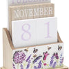 Lavender Floral Bee Wooden Calendar Block