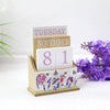 Lavender Floral Bee Wooden Calendar Block