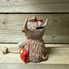 Highland Cow with Red Bow and Bag Money Bank