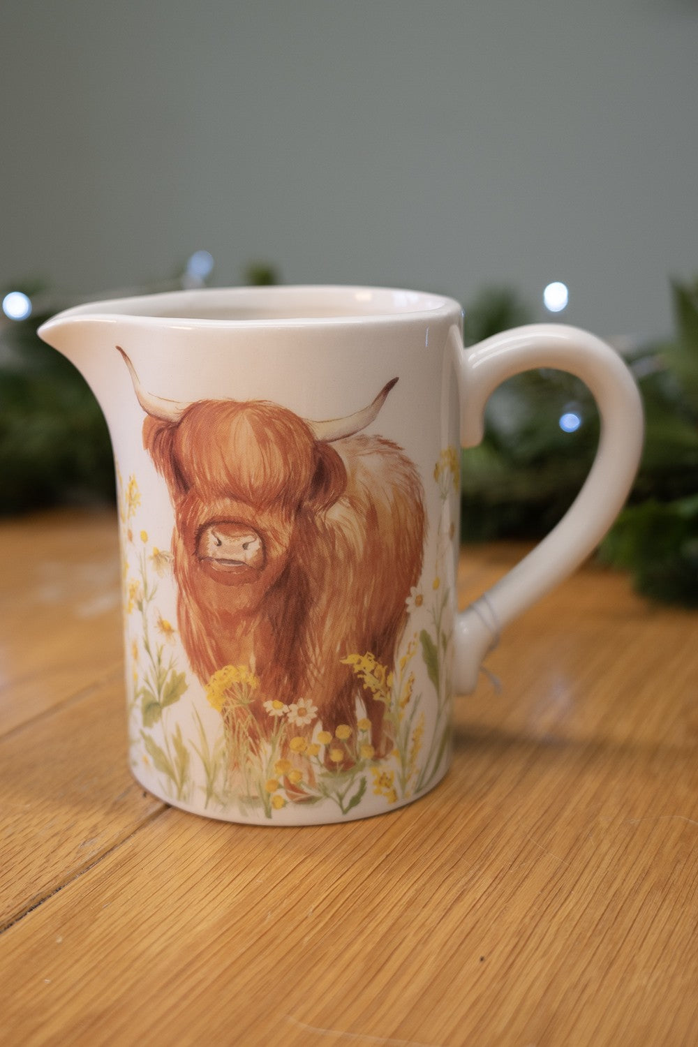 Highland Cow Floral Jug